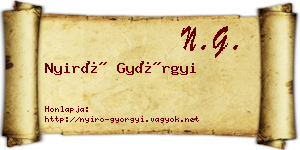 Nyirő Györgyi névjegykártya